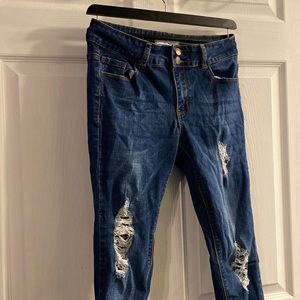 Dark wash blue ripped jeans size 9